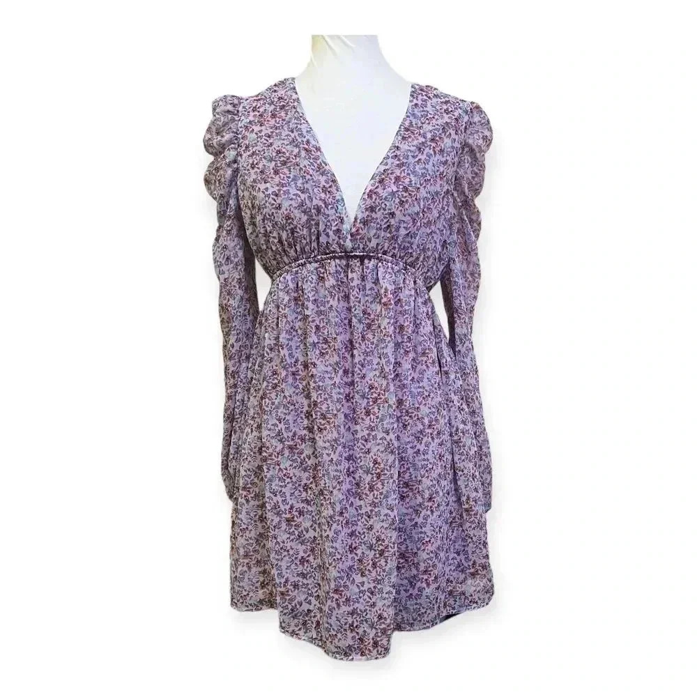 Wild Fable Womens Purple Floral‎ Flowy Cottagecore Dress Sz XS Fairy NWT